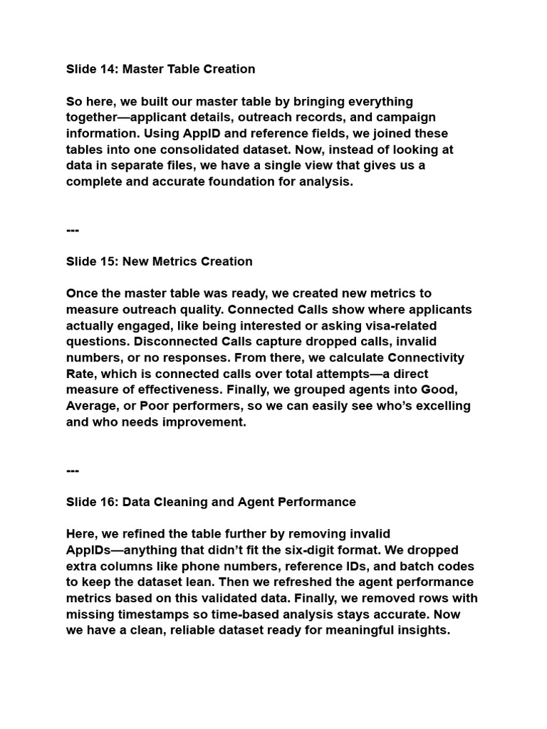 Master Table and Metrics Optimization | PDF
