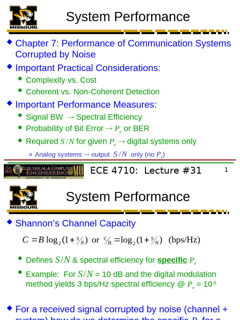 Ece4710 L31 | PDF | Signal To Noise Ratio | Probability Density Function