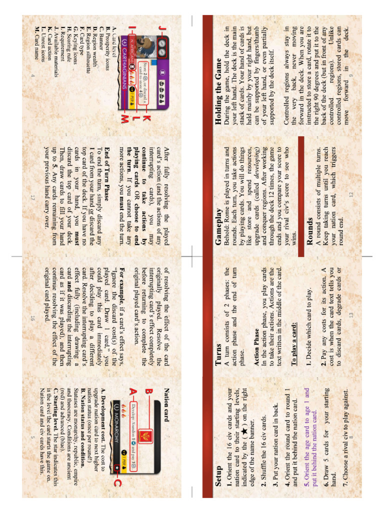 Behold Rome Rulebook 2.1 A Booklet | PDF