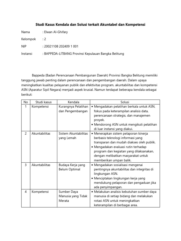 Kendala dan Solusi Akuntabilitas ASN Bappeda | PDF
