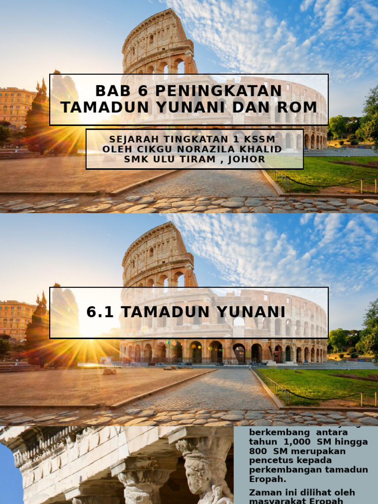 SEJ T1 KSSM Bab 6 Peningkatan Tamadun Yunani Dan Rom Zila Khalid | PDF