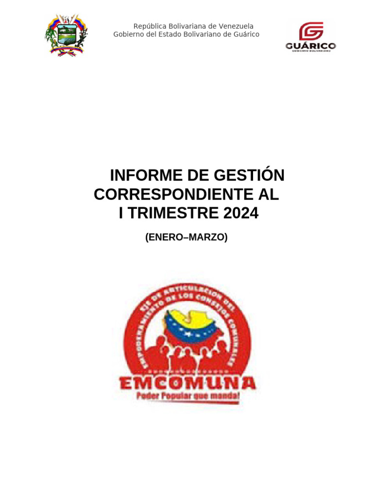 INFORME GESTION 1ER TRIMESTRE EMCOMUNA (FINAL) | PDF | Salario | Venezuela