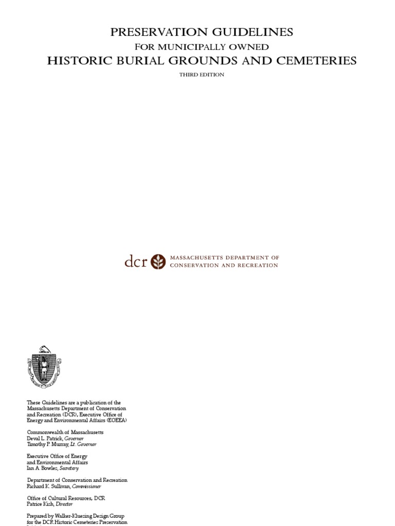 Massachusetts Cemetery Preservation Guidelines | PDF | Cemetery | Burial