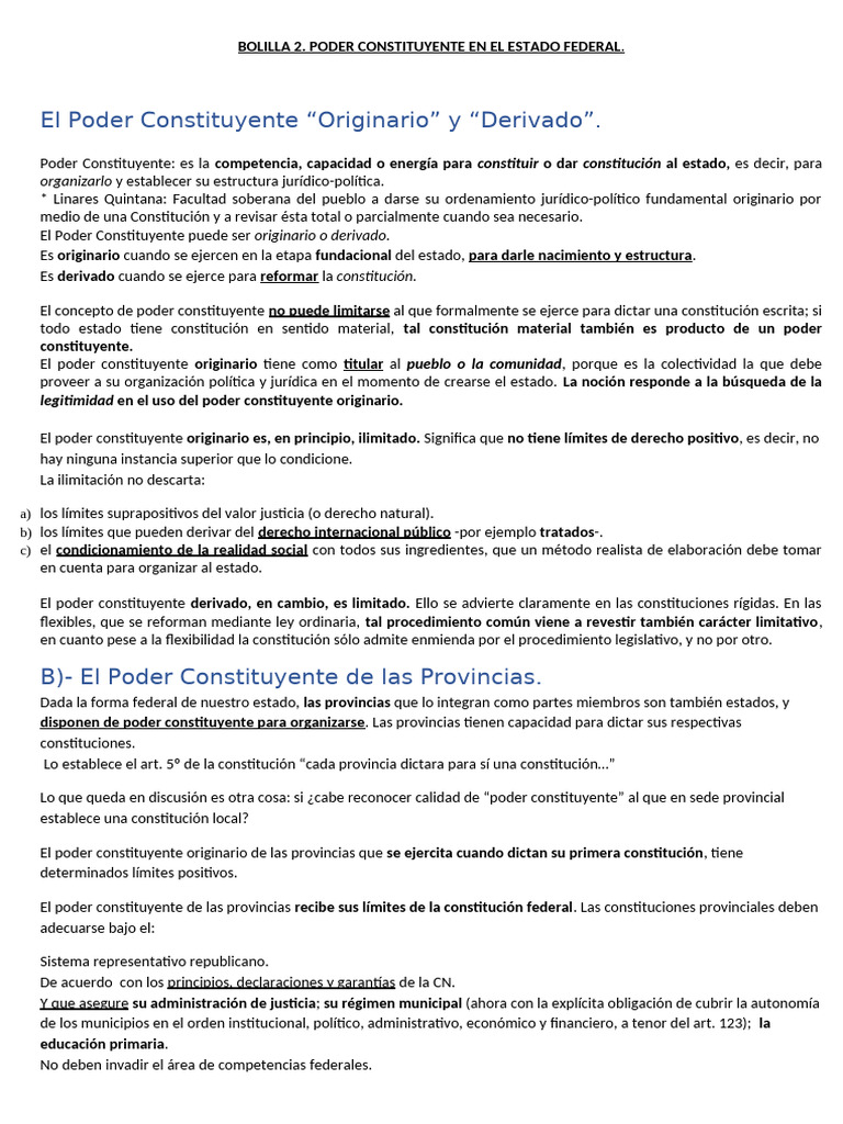 Bolilla 2 Poder Constituyente (Reforma Constitucional Provincial) | PDF ...