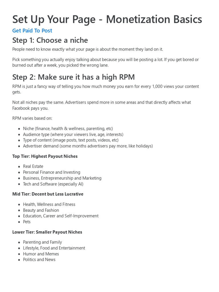 2-Set Up Your Page - Monetization Basics | PDF