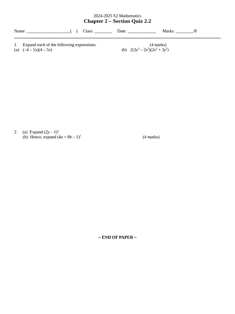 Chapter 2 Quiz 2.2 | PDF