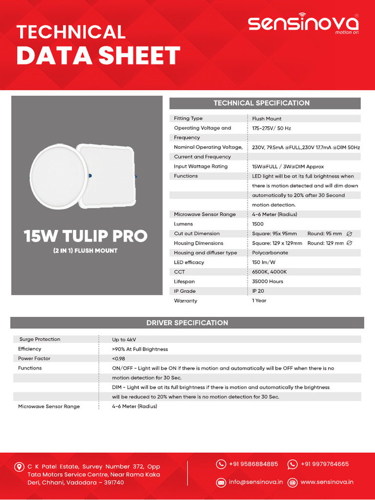Tulip PRO 15W Flush Mount | PDF