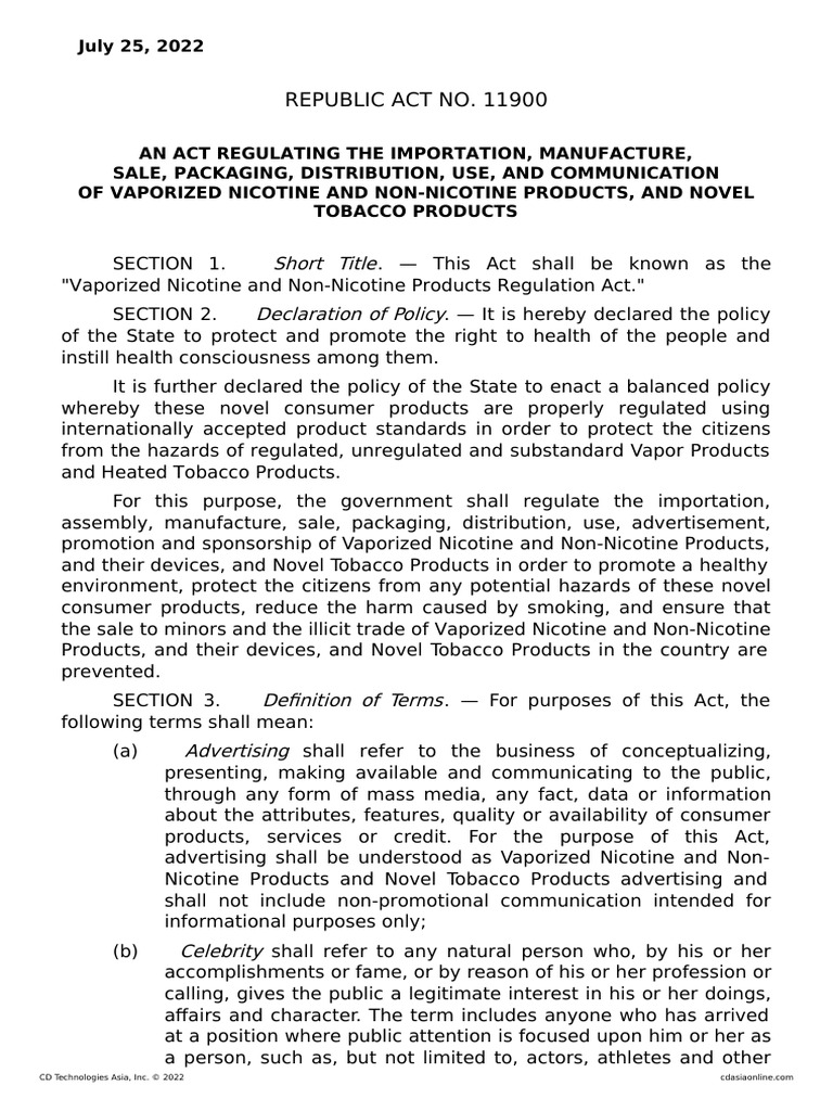 Vaporized Products Regulation Act | PDF | Electronic Cigarette | Food ...
