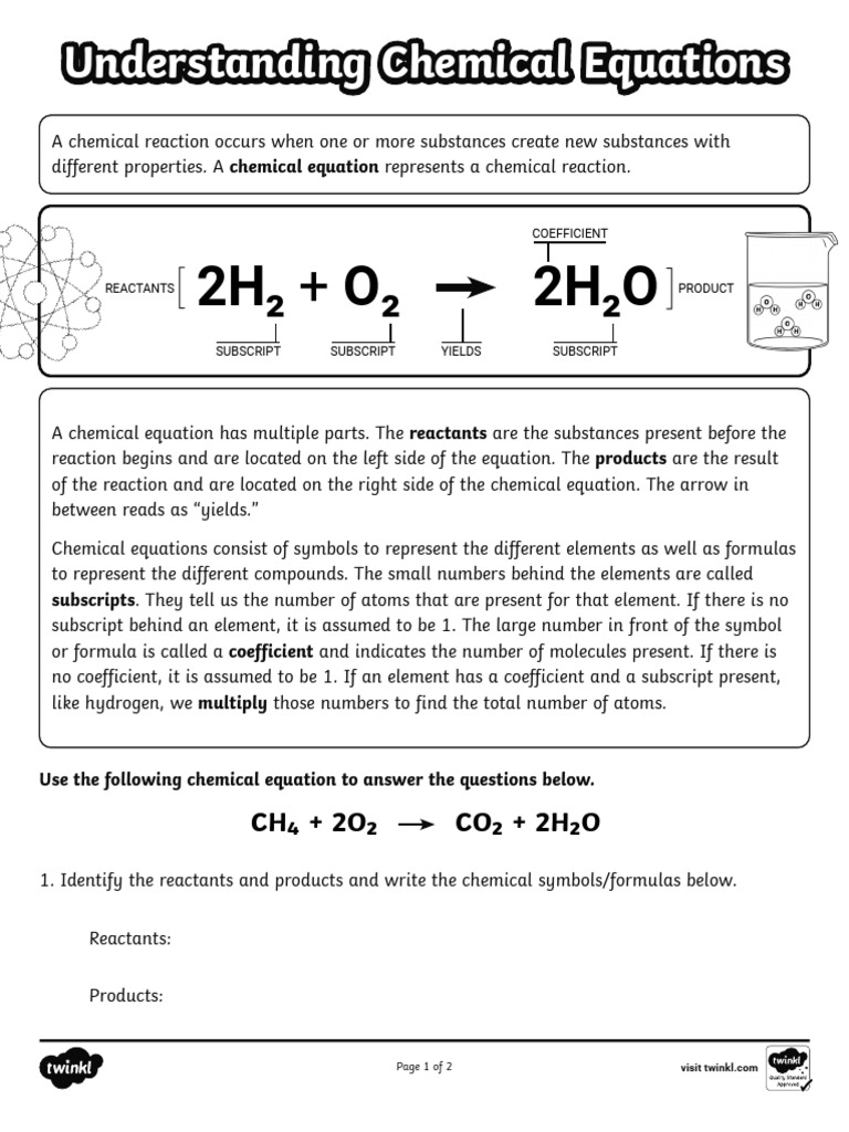 Coefficients and Subscripts in Chemistry | PDF | Chemical Substances ...