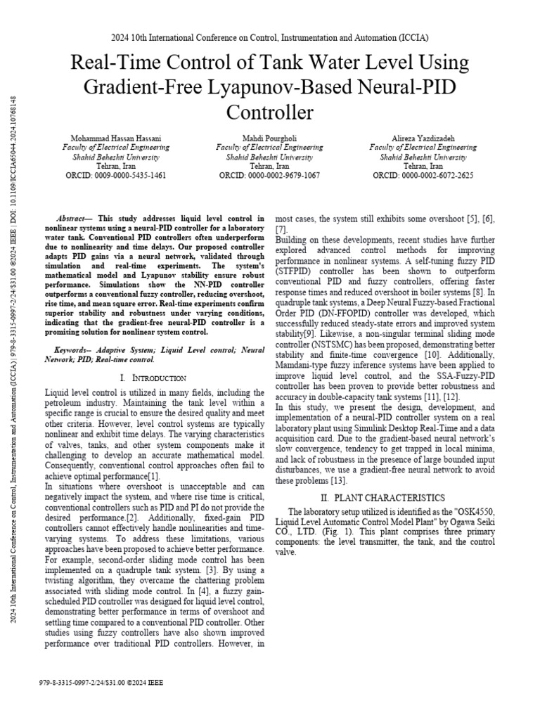 Neural-PID Controller for Water Level Control | PDF | Control Theory ...
