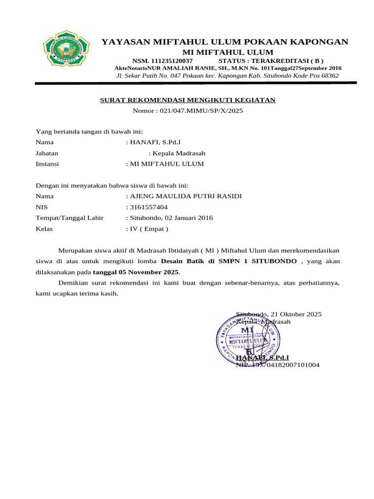 Rekomendasi Lomba Desain Batik MI Miftahul Ulum | PDF