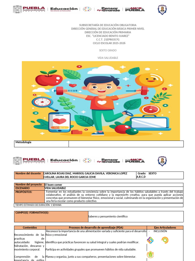 Actividades para una Vida Saludable | PDF | Educación primaria | Cognición