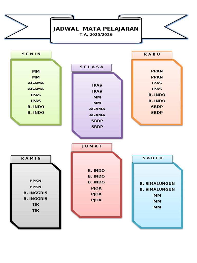 Jadwal Pelajaran T.A. 2025/2026 SMK | PDF