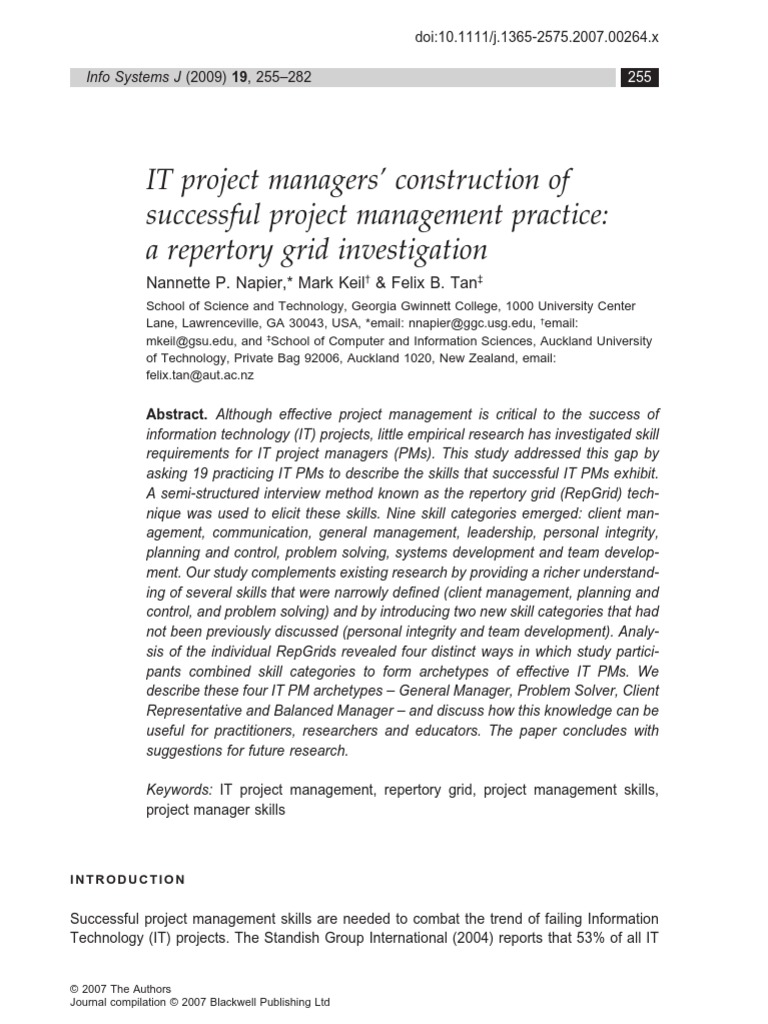 IT Project Managers' Construction of Successful Project Management ...