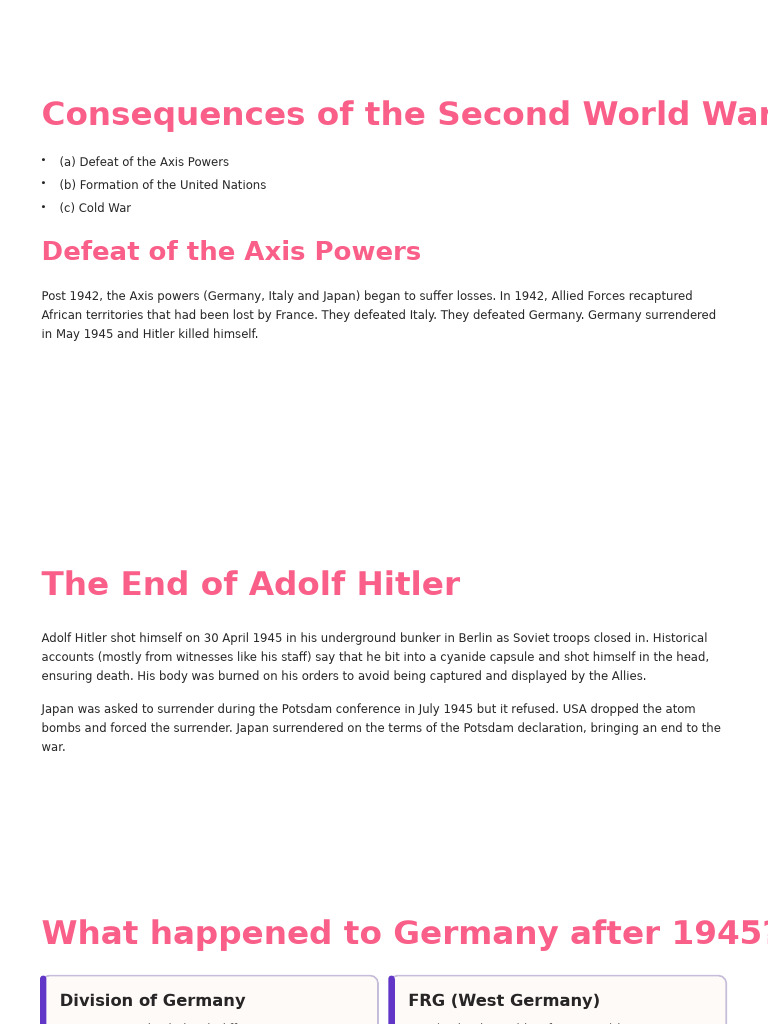 Aftermath of World War II: Key Consequences | PDF | Nazi Germany ...