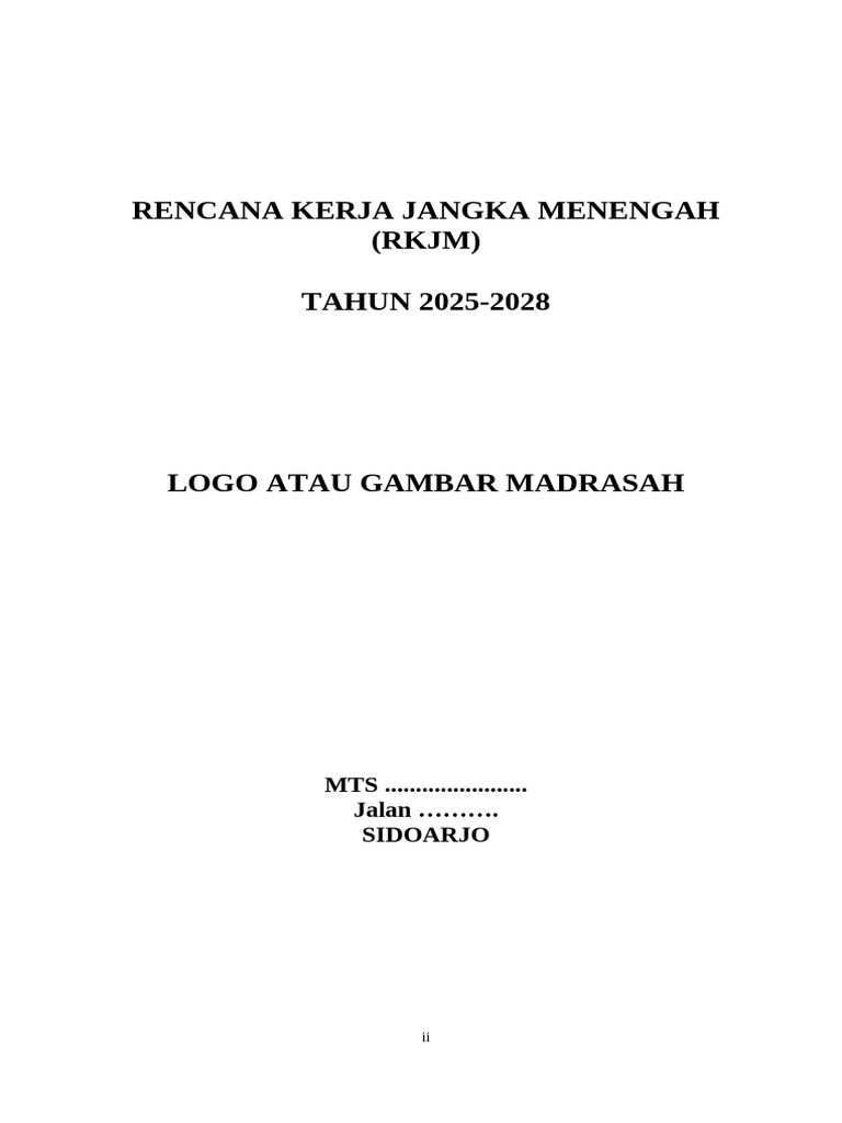 RKJM MTs Sidoarjo 2025-2028: Rencana Kerja | PDF