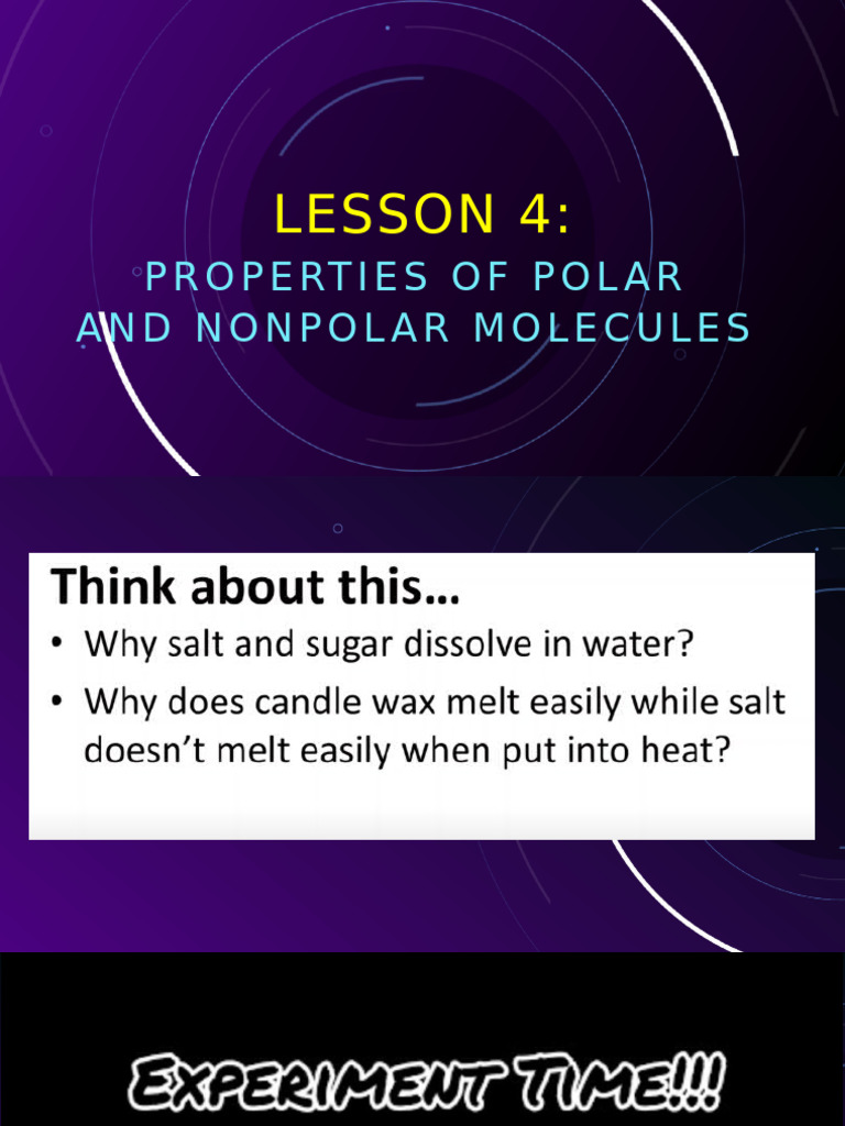 Lesson 4 Properties of Polar and NonPolar Molecules | PDF