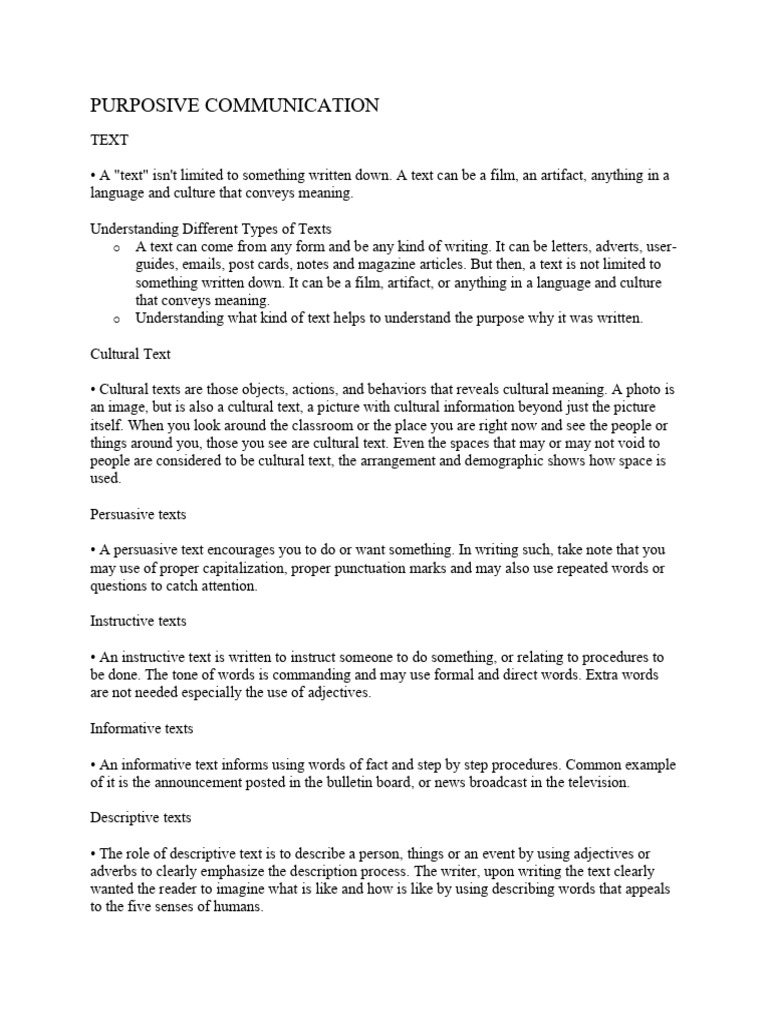 Types of Texts in Communication | PDF