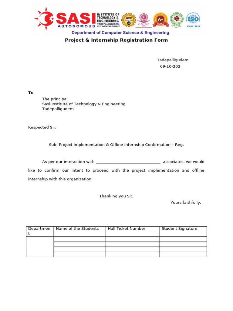 Project Registration Form | PDF