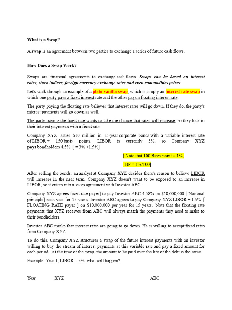 Understanding Swap Agreements Explained | PDF