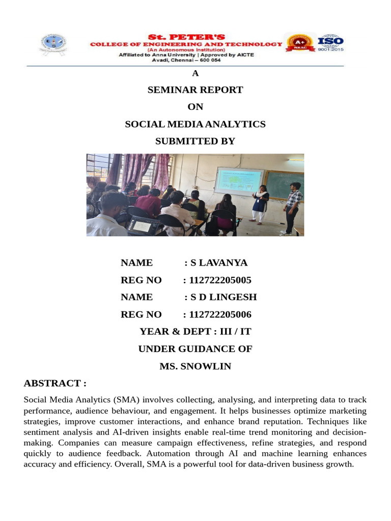 Social Media Analytics Seminar Report | PDF
