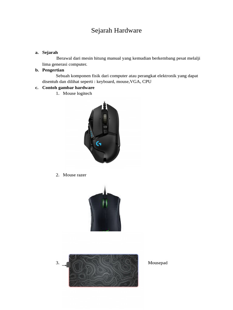 Sejarah dan Jenis-Jenis Hardware Komputer | PDF