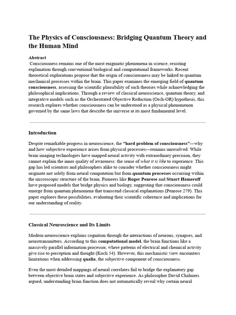 Quantum Mechanics and Consciousness Explained | PDF | Consciousness ...