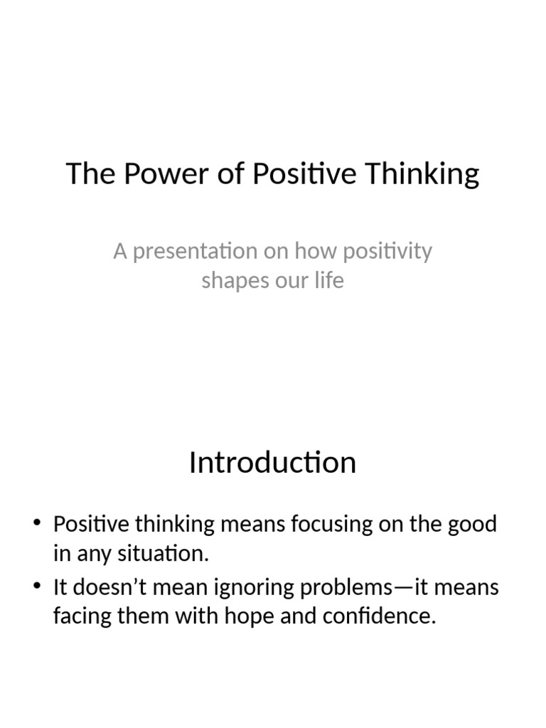 Benefits of Positive Thinking Explained | PDF