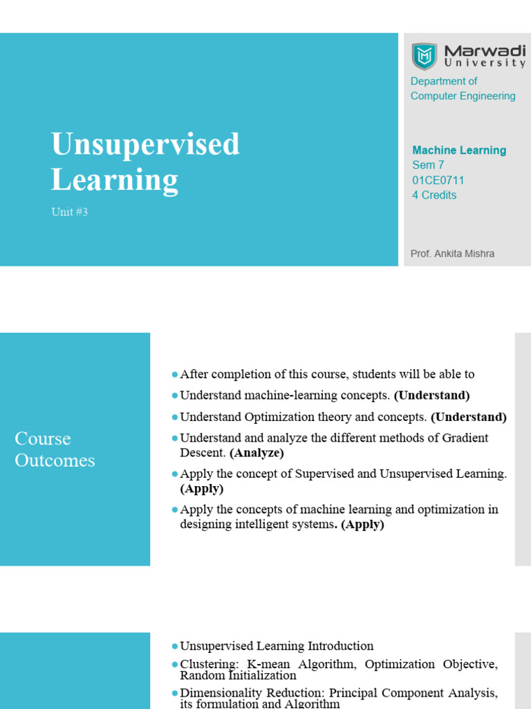 Unsupervised Learning Algorithms Overview | PDF | Cluster Analysis ...
