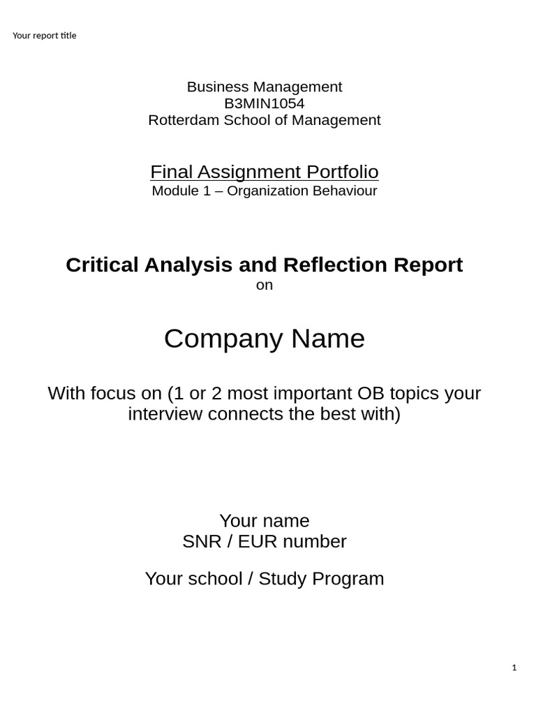 BM Final Report Template | PDF