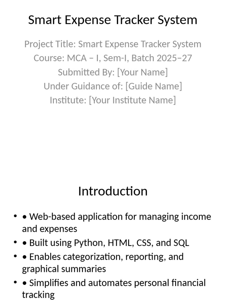 Web-Based Smart Expense Tracker System | PDF