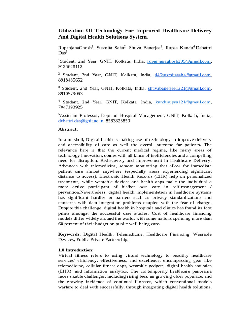 Enhancing Healthcare with Digital Solutions | PDF | Electronic Health ...