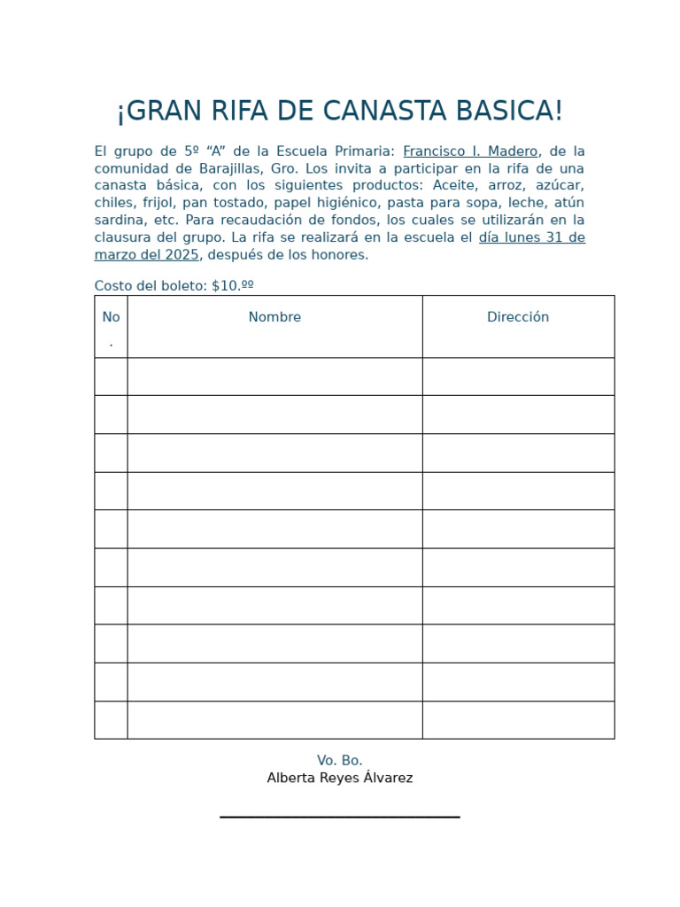 Gran Rifa de Canasta Basica | PDF