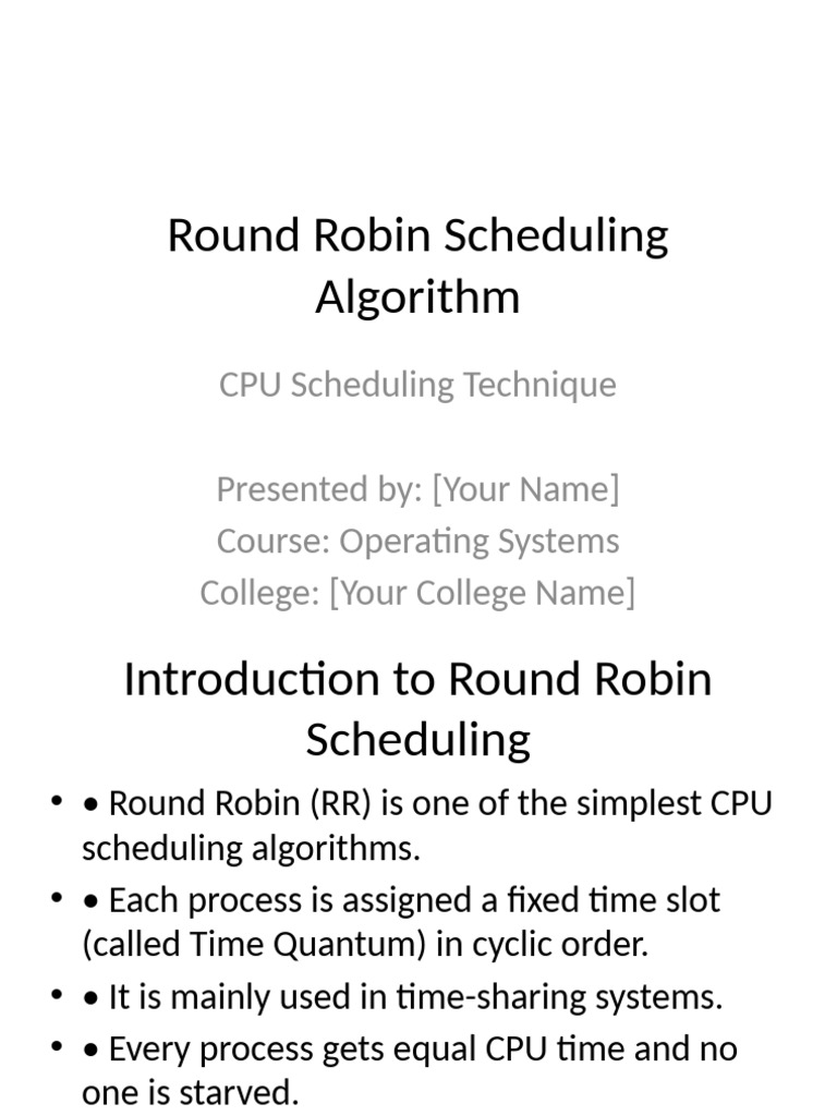 Round Robin CPU Scheduling Overview | PDF