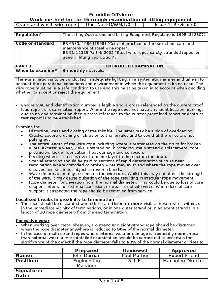36x7 Wire Rope Examination Guidelines | PDF | Rope | Wire