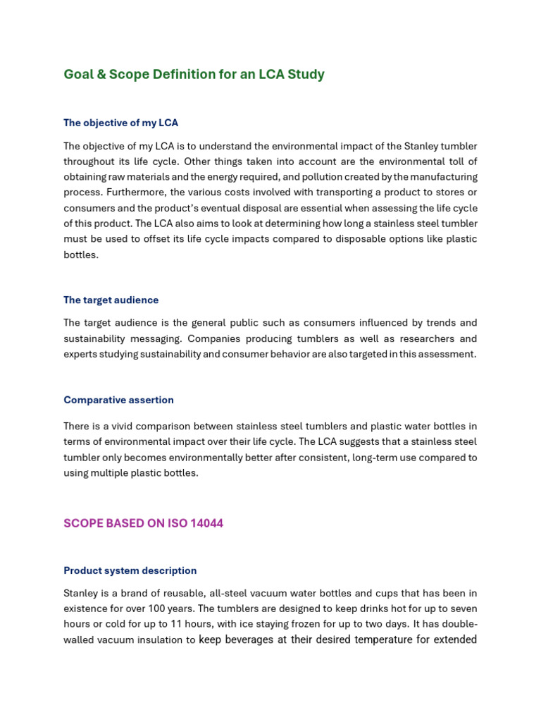 Goal & Scope Definition For An LCA Study - AbigailSunther | PDF | Life ...