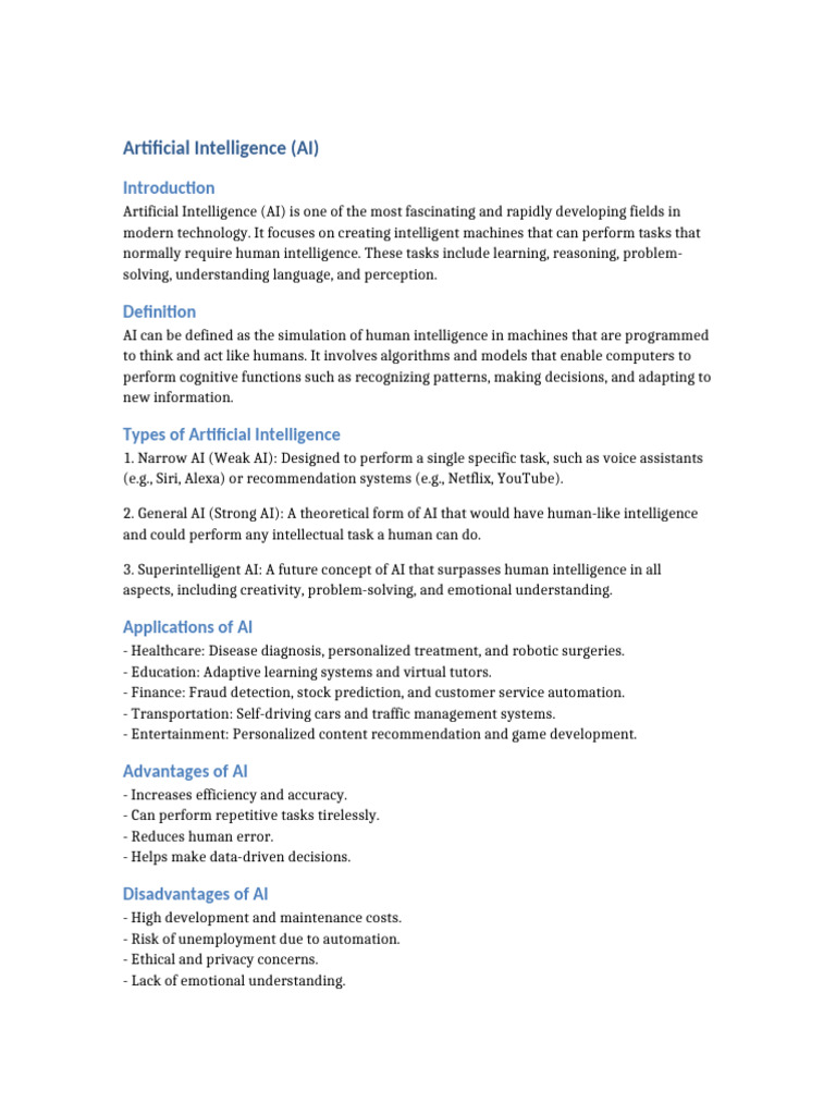 Artificial Intelligence AI | PDF