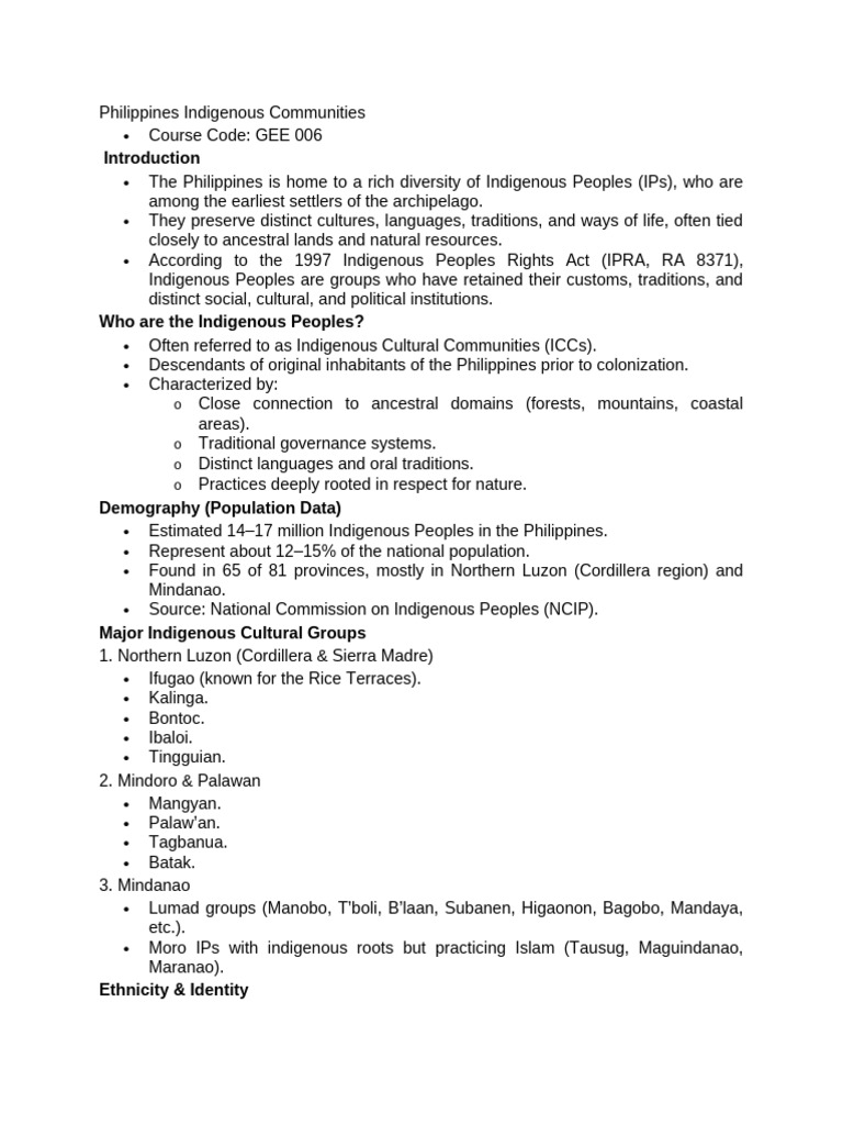 Philippines Indigenous Communities Pdf Indigenous Peoples Philippines