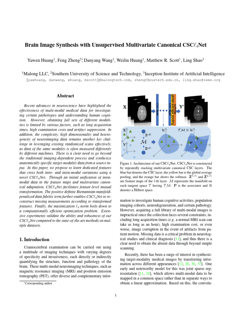 Unsupervised Brain Image Synthesis Method | PDF | Medical Imaging ...