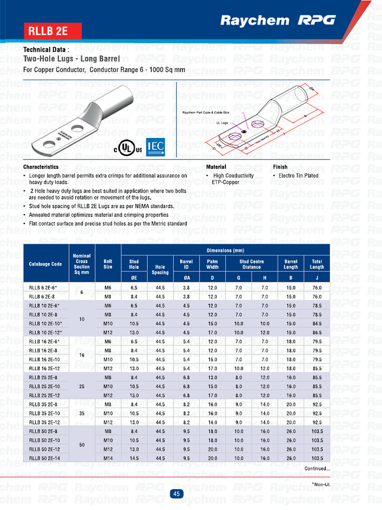 RLLB 2E, A2LB Raychem Lugs | PDF