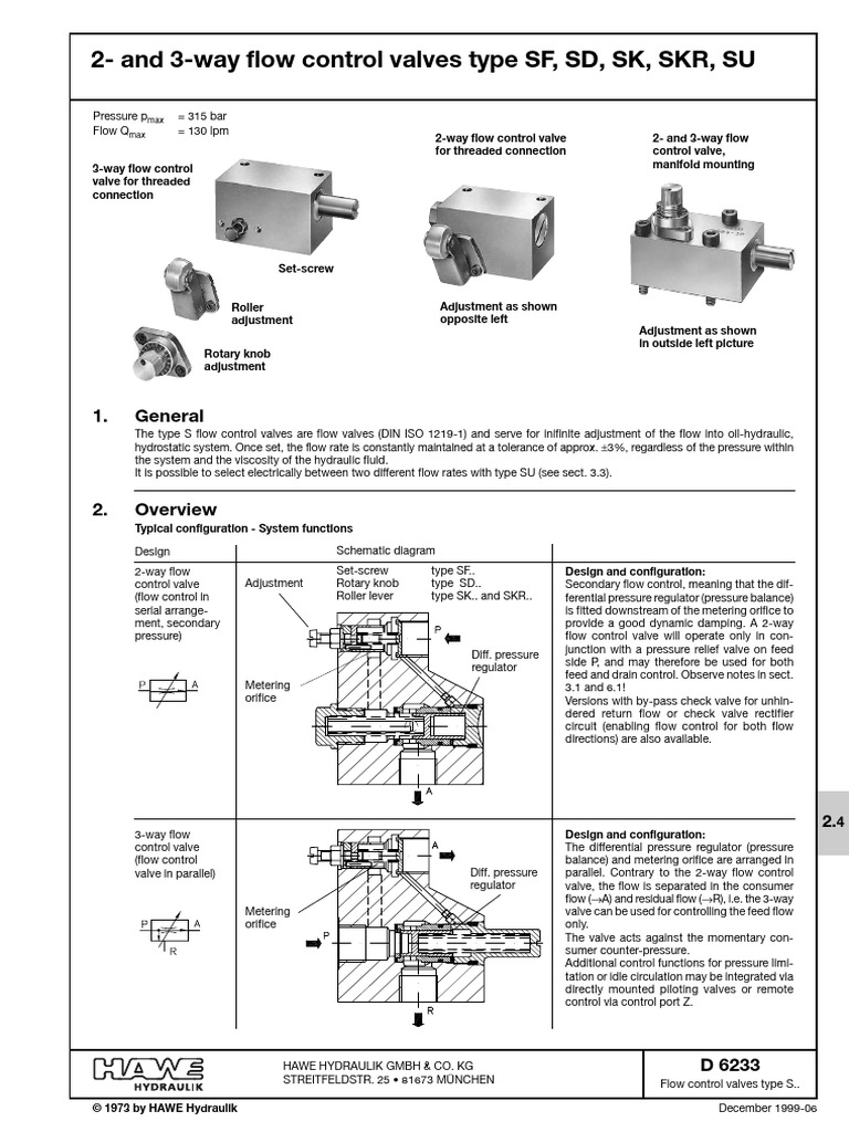 Flow Control Valves: Types SF, SD, SK, SU | PDF | Valve | Mains Electricity