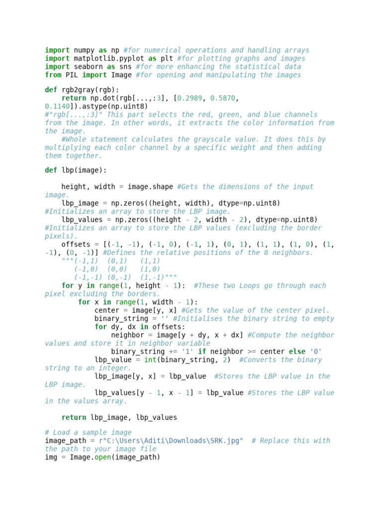 Grayscale Image LBP Analysis Code | PDF | Rgb Color Model | Computing