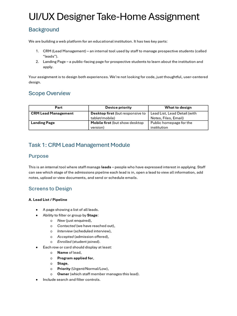 UI/UX Design Assignment for Education Platform | PDF | Computing