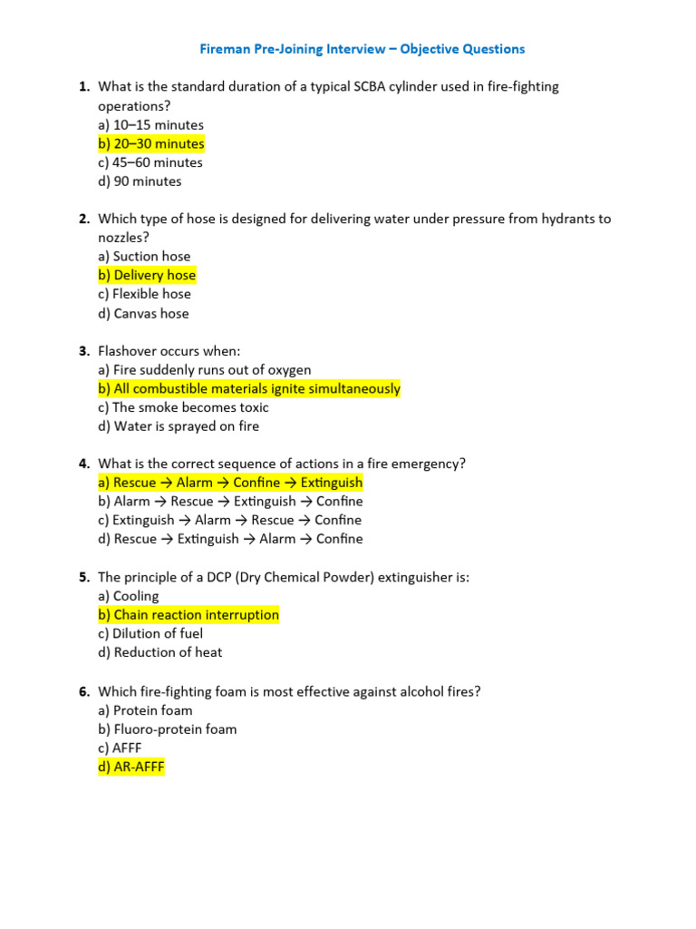 Fireman Interview Questions Guide | PDF | Pump | Firefighting