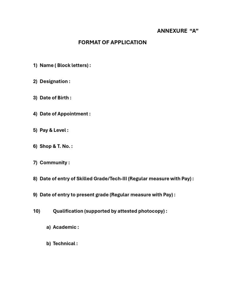 Application Format for Employment | PDF