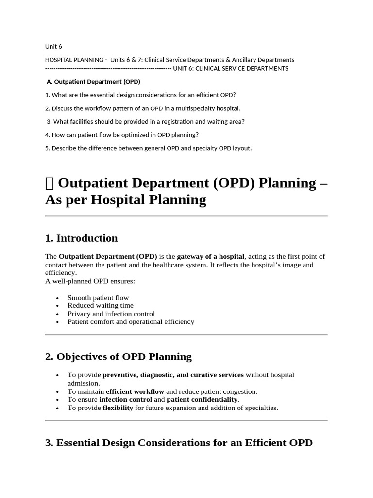 OPD Layout and Planning Guidelines | PDF | Emergency Department | Hospital