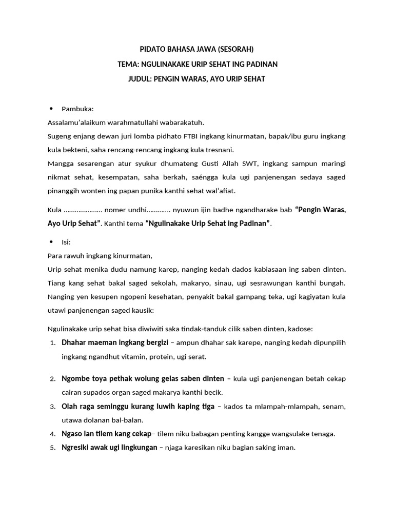 Urip Sehat: Ayo Ngulinakake! | PDF
