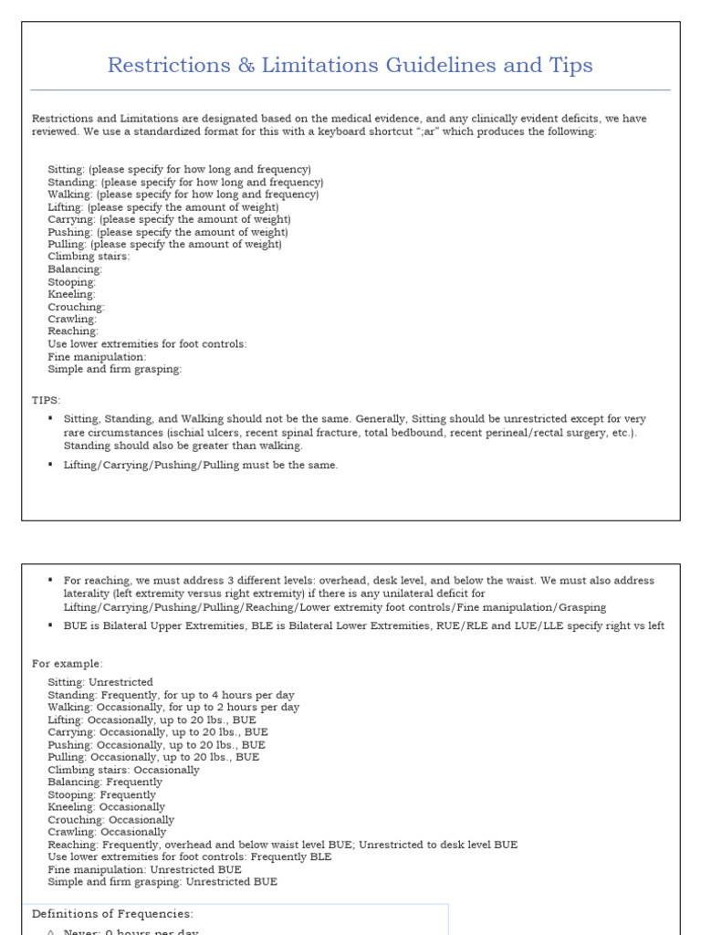 Restrictions and Limitations Guidelines | PDF | Pregnancy | Headache