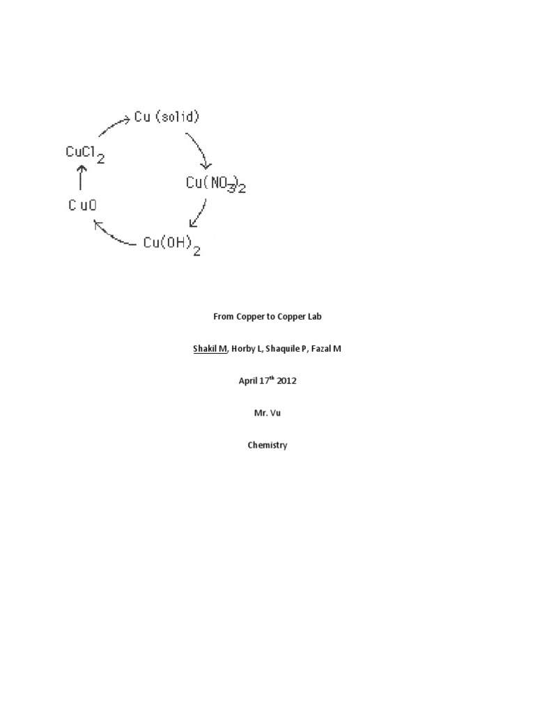 From Copper To Copper Lab PDF Sulfuric Acid Chemical Reactions