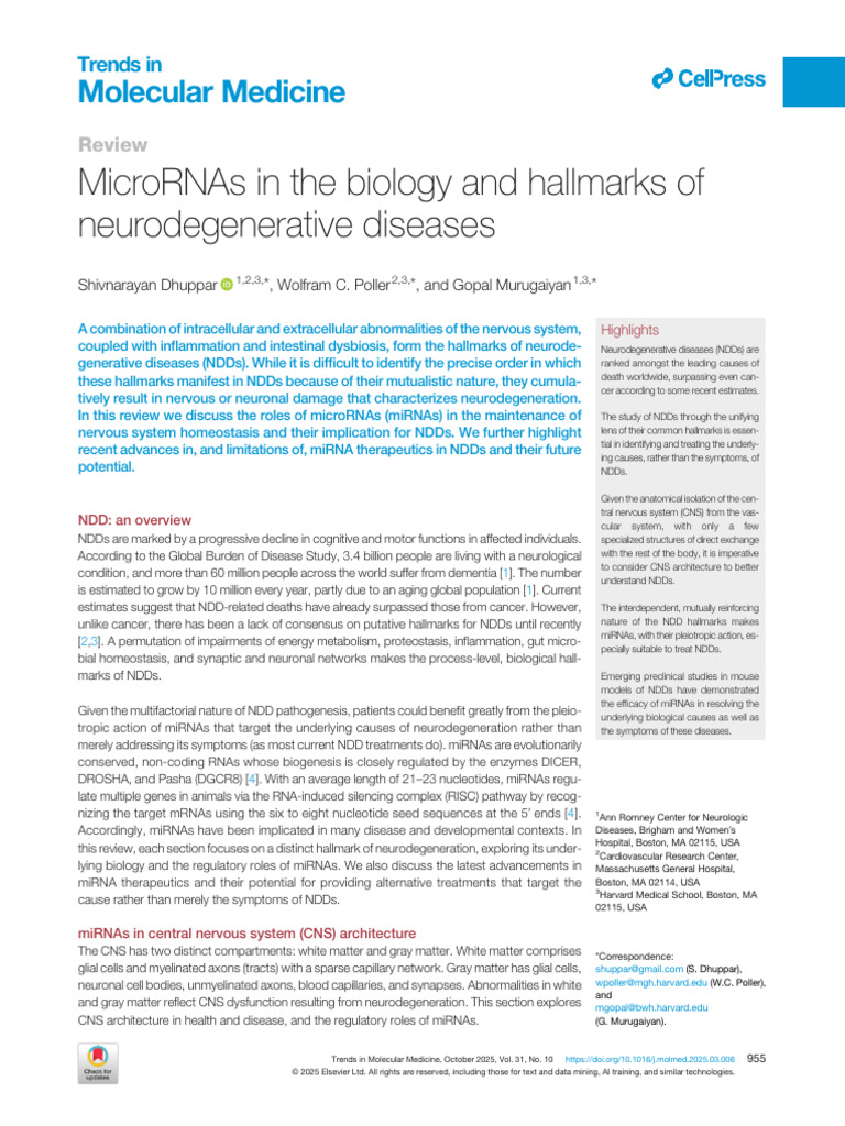 MicroRNAs in The Biology and Hallmarks of Neurodeg | PDF | Synapse ...